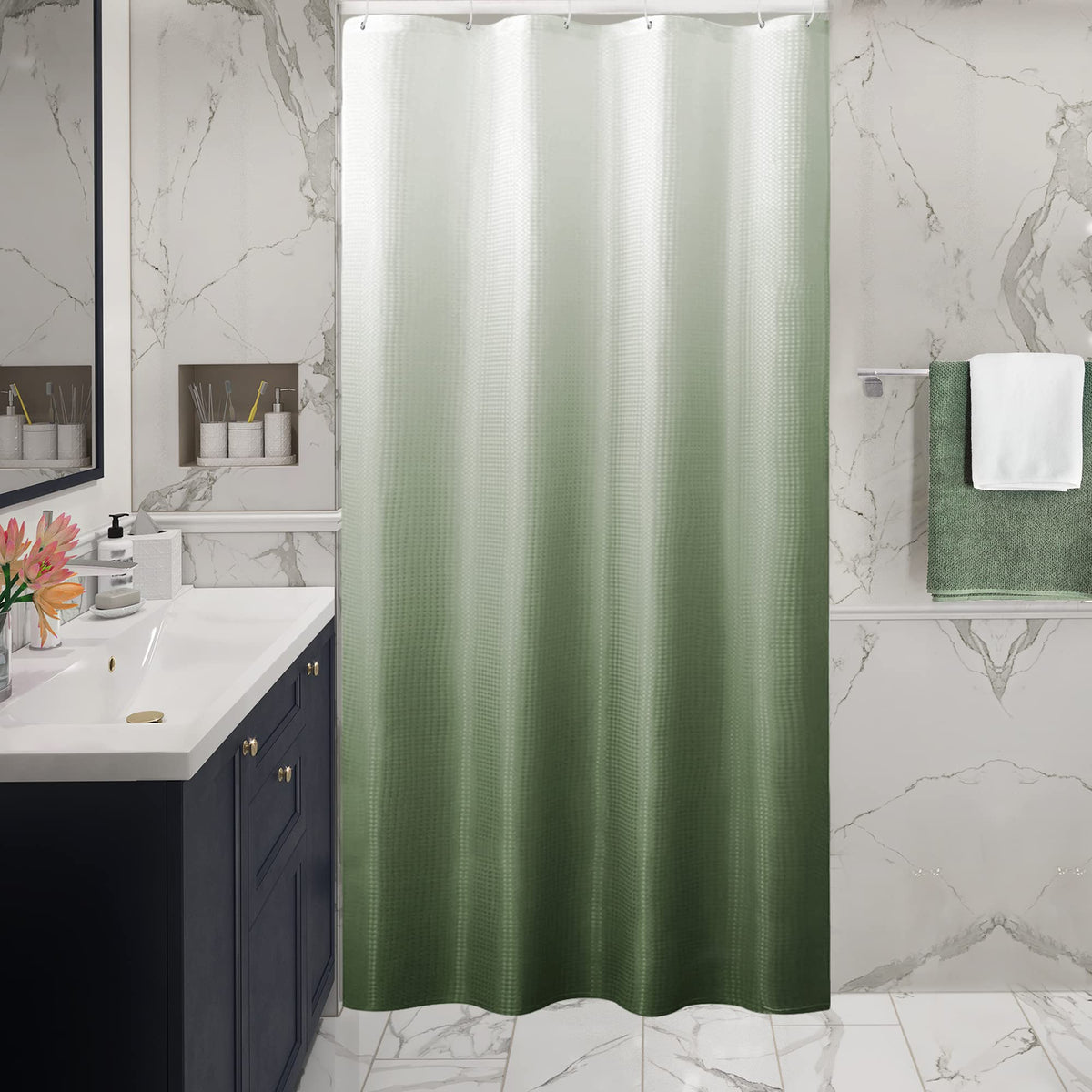 Gibelle Black Cloth-Textured Shower Curtain, Hotel Style, 72x72