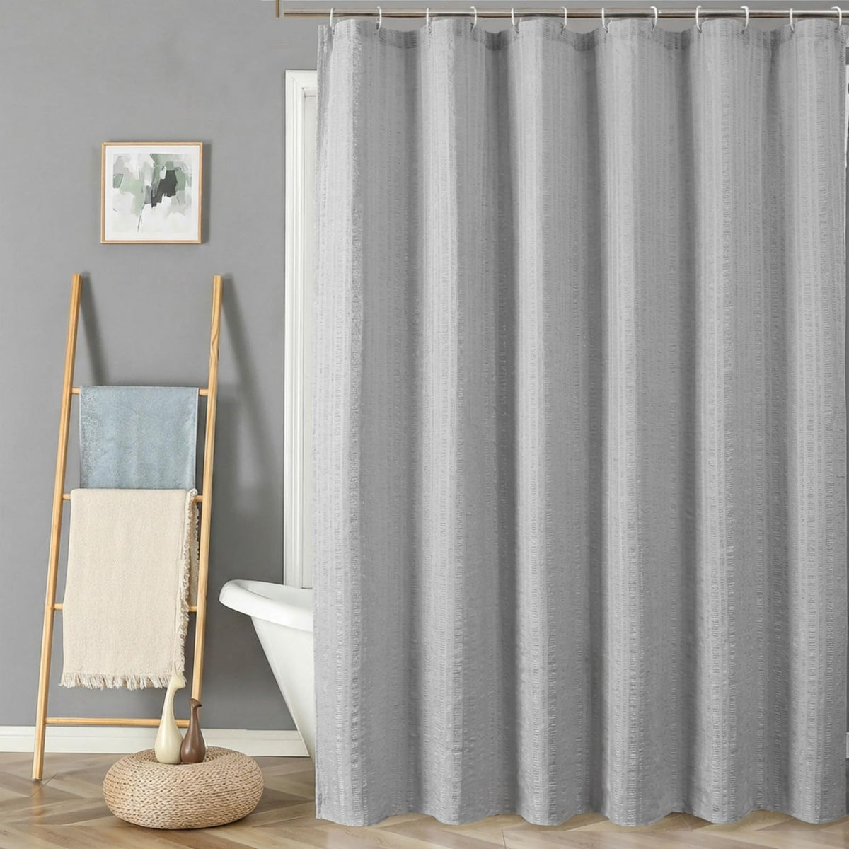 Aiyufeng Moga Navy Blue Fabric Shower Curtains for Bathroom - Blue Hotel Spa Polyester Cloth Bath Curtain with 12 Holes, 72x72, Machine Washable, Navy Blue