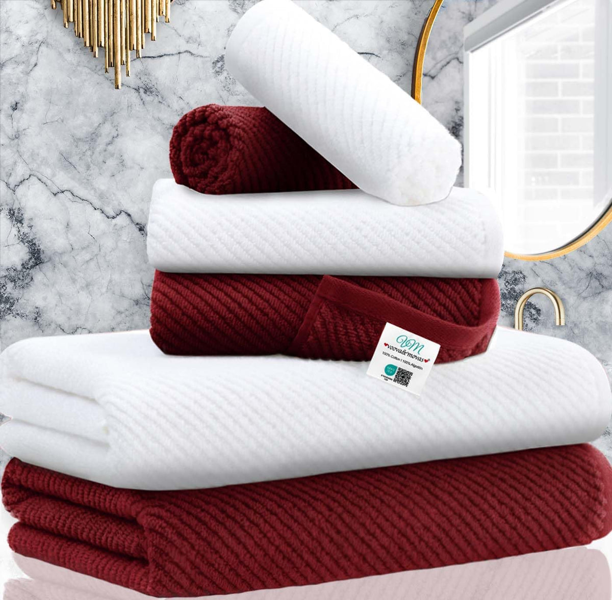 VOOVA & MOVAS Hand Towels for Barthroom, 18x28 in, Soft, Deep Turquoise
