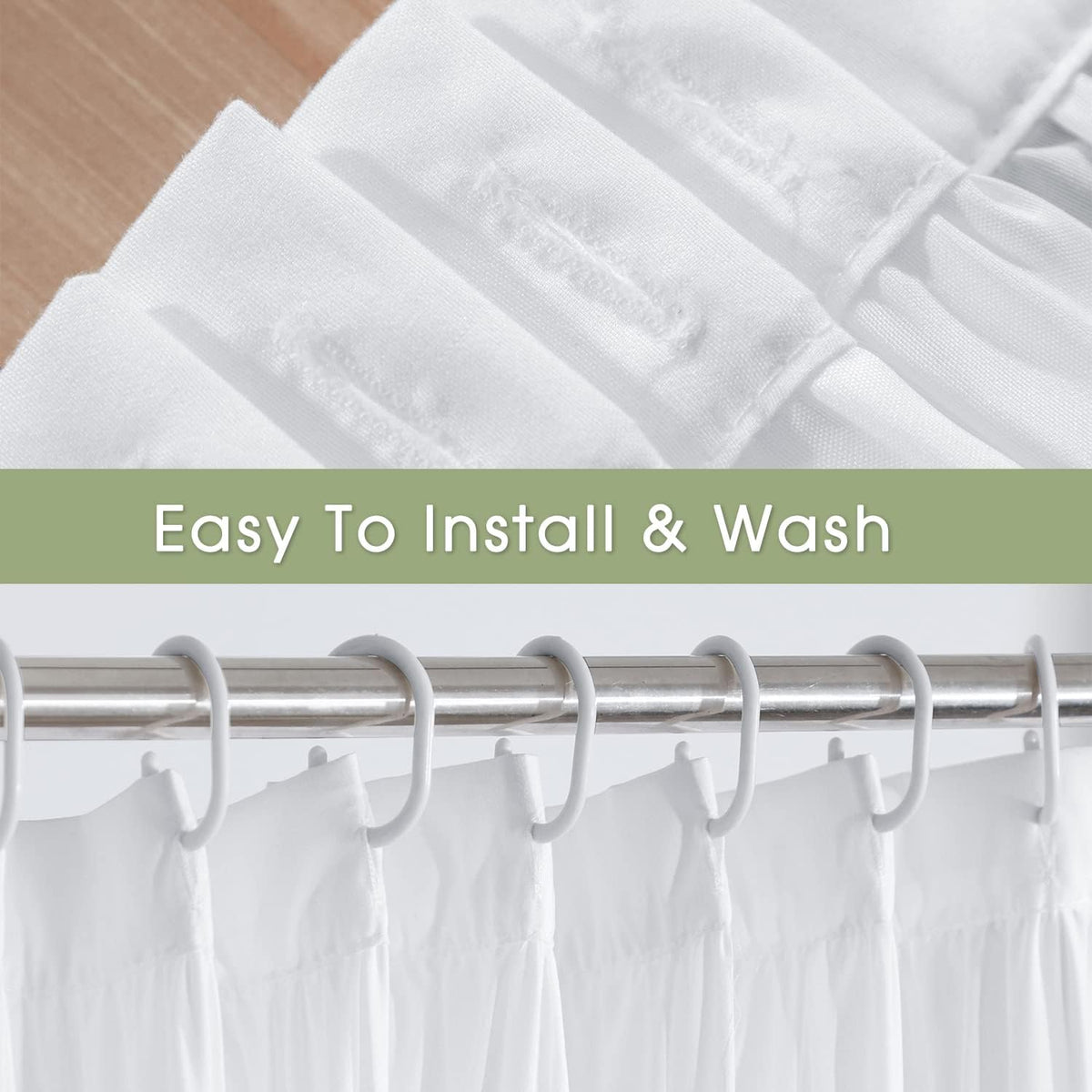 Homechoice Decor Victorian White Ruffle Shower Curtain with 12 Buttonholes