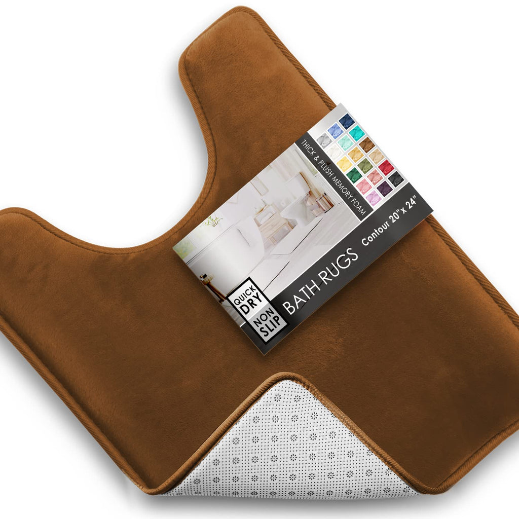 Clara Clark 3 Piece Bathroom Rugs Bath Mat Set, Velvet Memory Foam Bath Mats for Bathroom - Non-Slip, PVC Backing Bath Rugs, Washable - Dries Quickly, Green