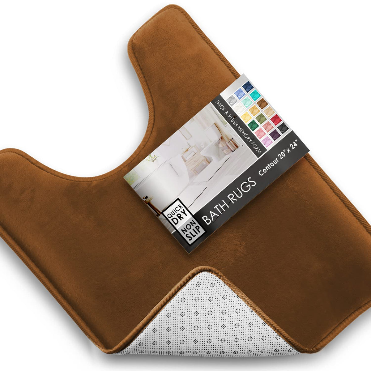 Clara Clark 3 Piece Bathroom Rugs Bath Mat Set, Velvet Memory Foam Bath Mats for Bathroom - Non-Slip, PVC Backing Bath Rugs, Washable - Dries Quickly, Green