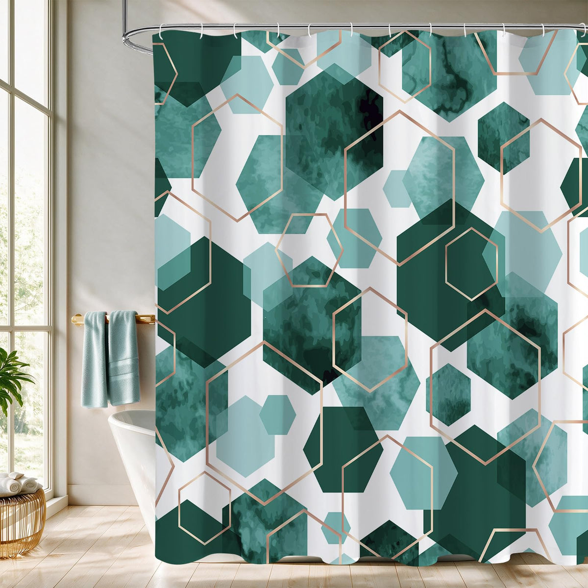 Litabel Brown Shower Curtain for Bathroom, Geometric Bathroom Decor 72x72