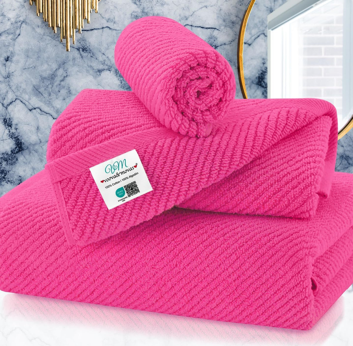 VOOVA & MOVAS Hand Towels for Barthroom, 18x28 in, Soft, Deep Turquoise