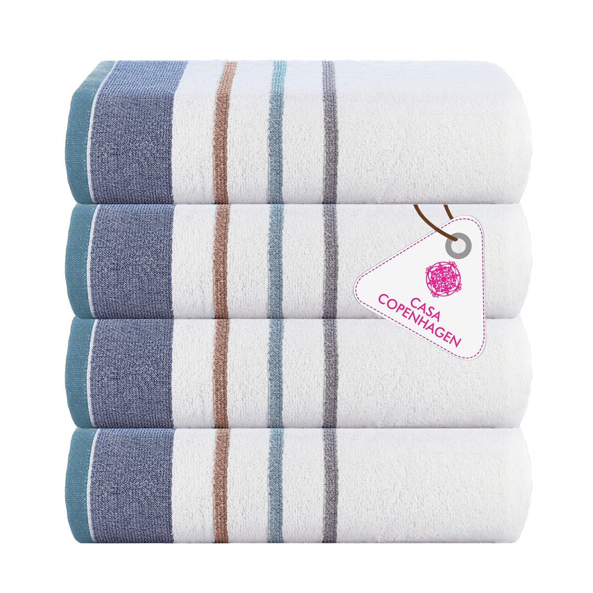 CASA COPENHAGEN 6pcs Bathroom Towel Gift Set, 600GSM, Dark Black