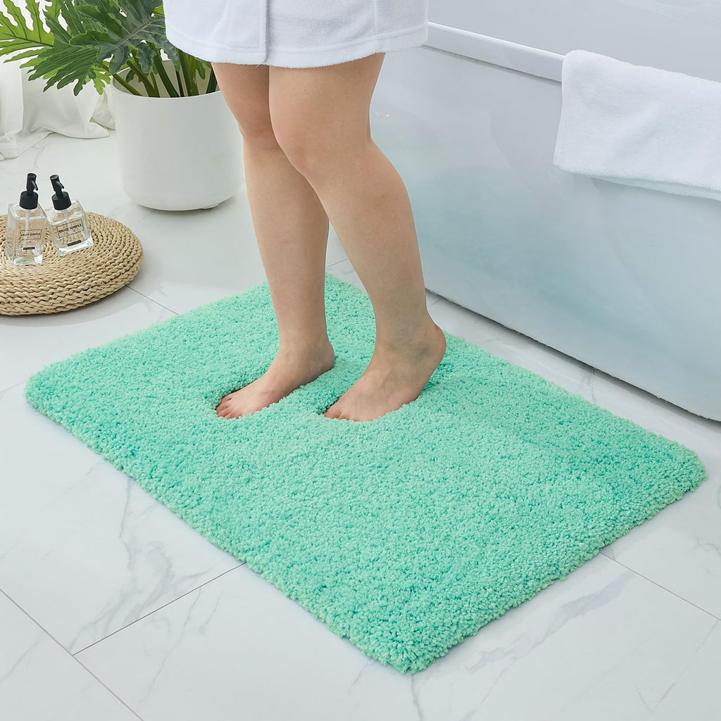 Microfiber Bathroom Rugs 24x17 Absorbent Soft Non Slip, Blue