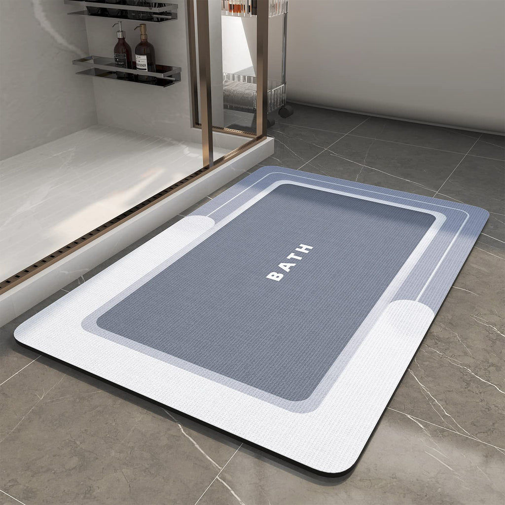 MontVoo-Bath Mat-Bathroom Mat Rug Non Slip Super Absorbent Stain Resistant Quick Dry Thin Bath Rug-Bath Mats for Bathroom Floor Bathtub Vanity-Bathmat Bath Rug Easy Care-17"x27" Grey