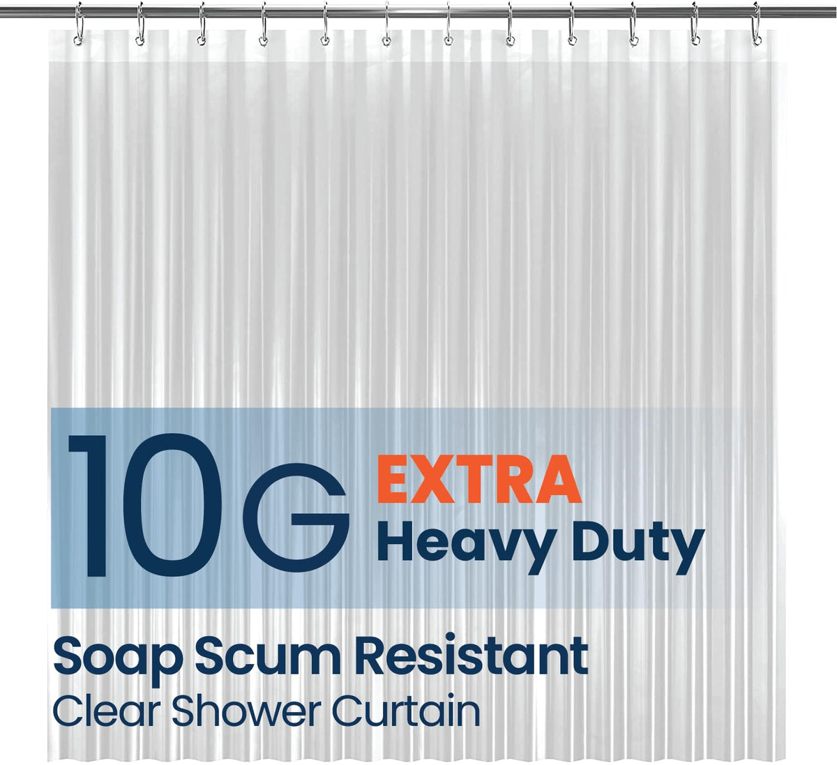 LiBa Shower Curtain PEVA 8G, 72x72 Inch Waterproof Frosted