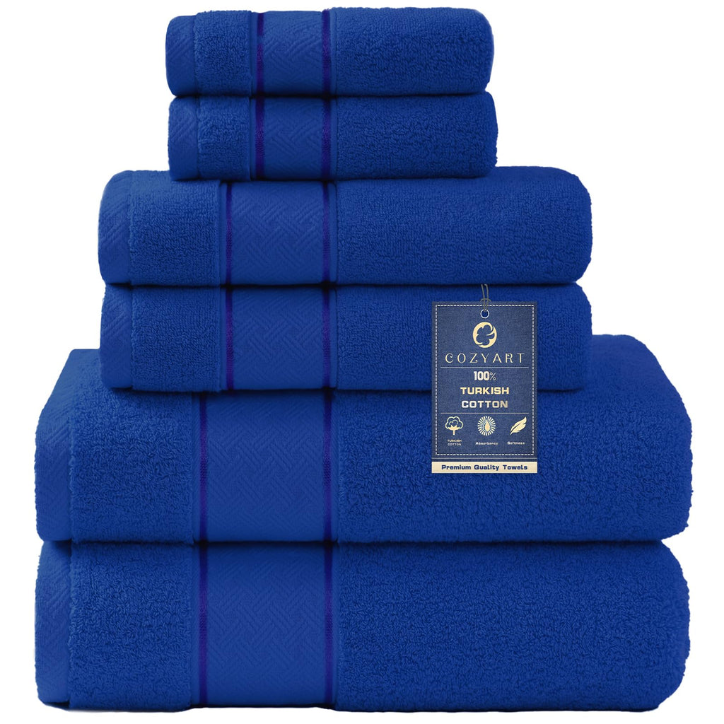 COZYART Bath Towel Set 6 PCS, Pink Luxury 100% Turkish Cotton 650GSM
