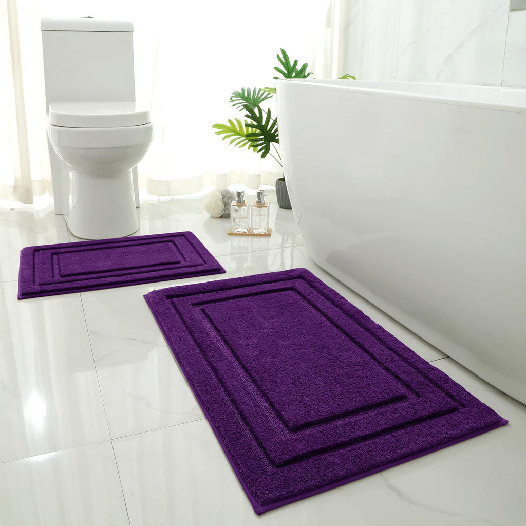 HOMEIDEAS Bathroom Rugs Sets 2 Piece, Super Soft and Absorbent Non Slip Microfiber Machine Washable Bath Mat Set (20" x 32" + 16" x 24", Brown)