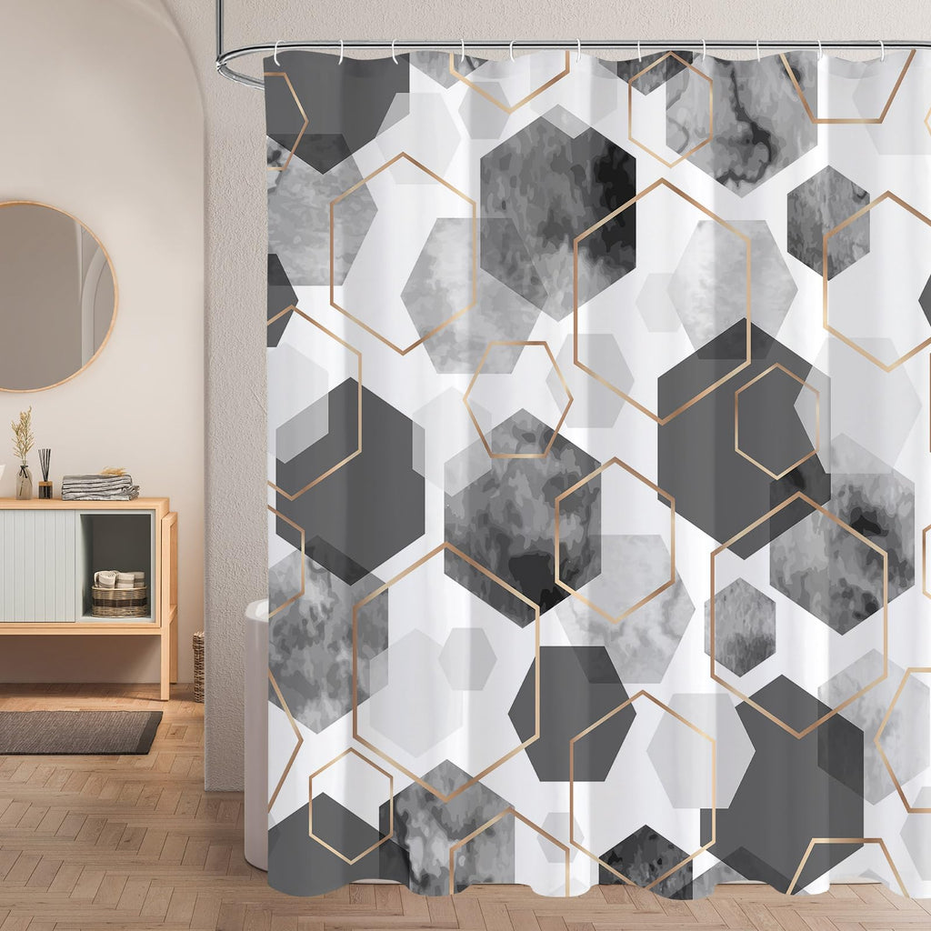Litabel Brown Shower Curtain for Bathroom, Geometric Bathroom Decor 72x72