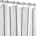Striped Linen Shower Curtain for Bathroom, Black and Beige 72 W x 84 H