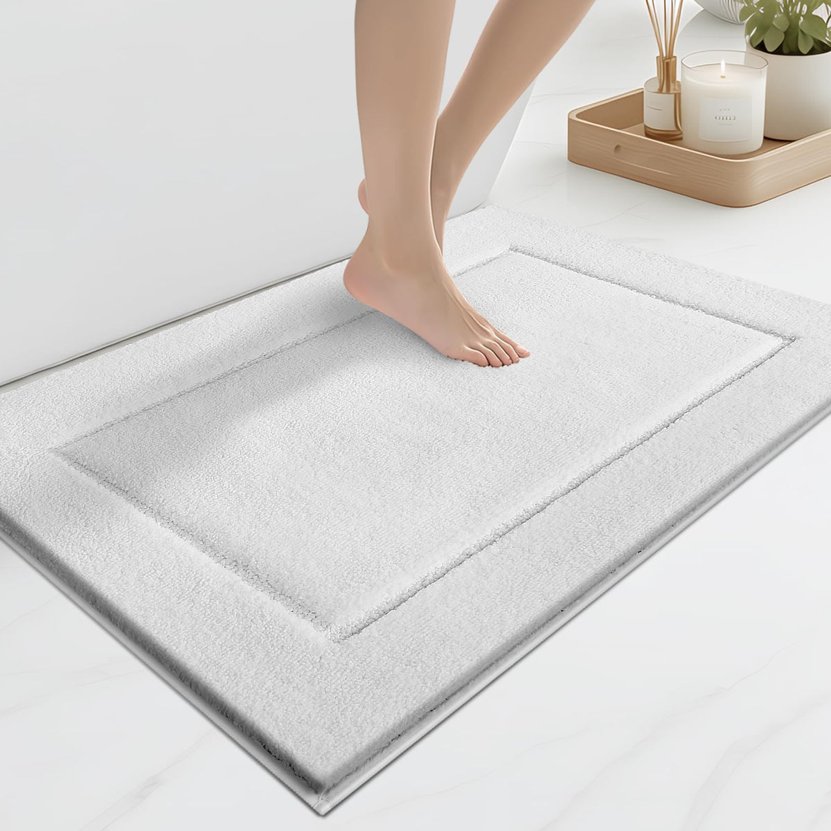anllugs Bathroom Rugs, Non-Slip Bath Runner Rugs, 30" x 84", Beige