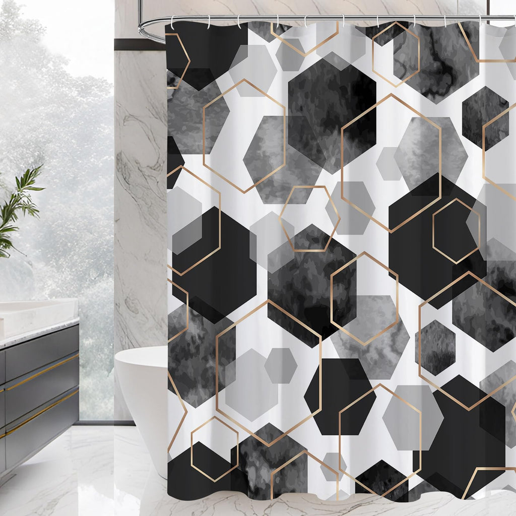 Litabel Brown Shower Curtain for Bathroom, Geometric Bathroom Decor 72x72