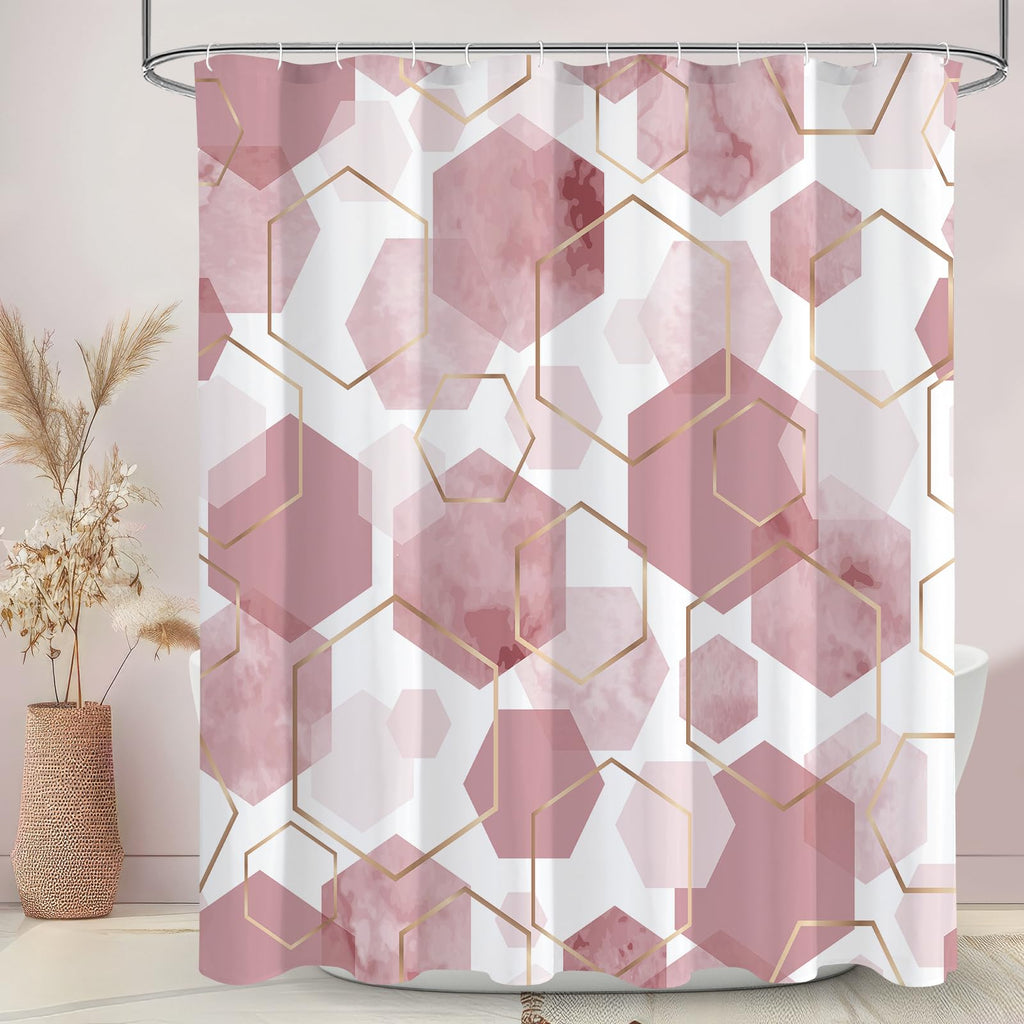 Litabel Brown Shower Curtain for Bathroom, Geometric Bathroom Decor 72x72