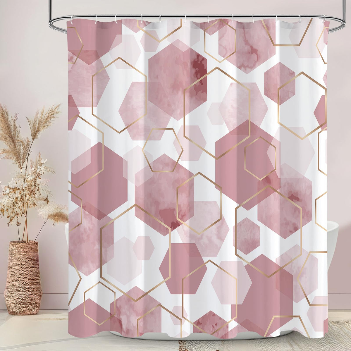 Litabel Brown Shower Curtain for Bathroom, Geometric Bathroom Decor 72x72