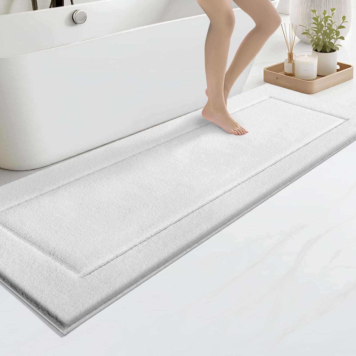 anllugs Bathroom Rugs, Non-Slip Bath Runner Rugs, 30" x 84", Beige