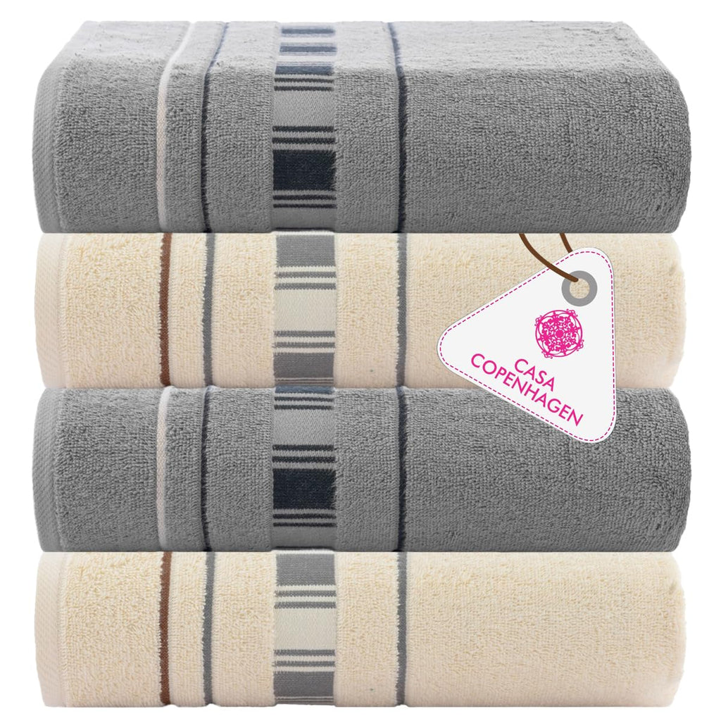 CASA COPENHAGEN 6pcs Bathroom Towel Gift Set, 600GSM, Dark Black