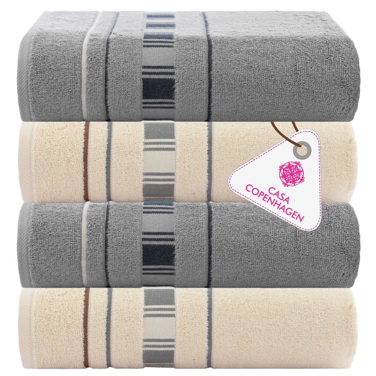 CASA COPENHAGEN 6pcs Bathroom Towel Gift Set, 600GSM, Dark Black