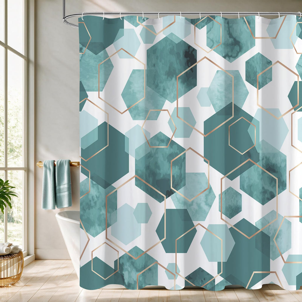 Litabel Brown Shower Curtain for Bathroom, Geometric Bathroom Decor 72x72