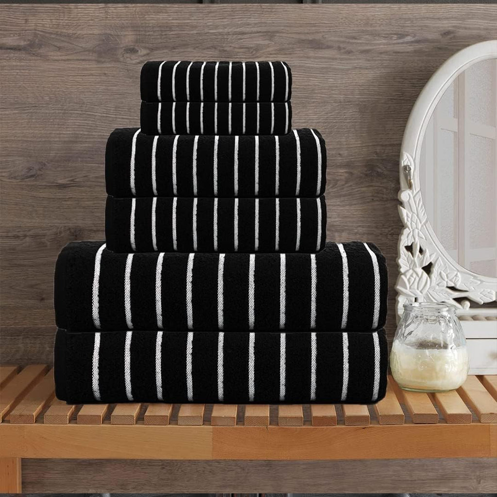 CASA COPENHAGEN 6pcs Bathroom Towel Gift Set, 600GSM, Dark Black