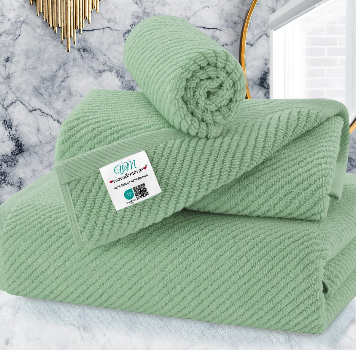 VOOVA & MOVAS Hand Towels for Barthroom, 18x28 in, Soft, Deep Turquoise