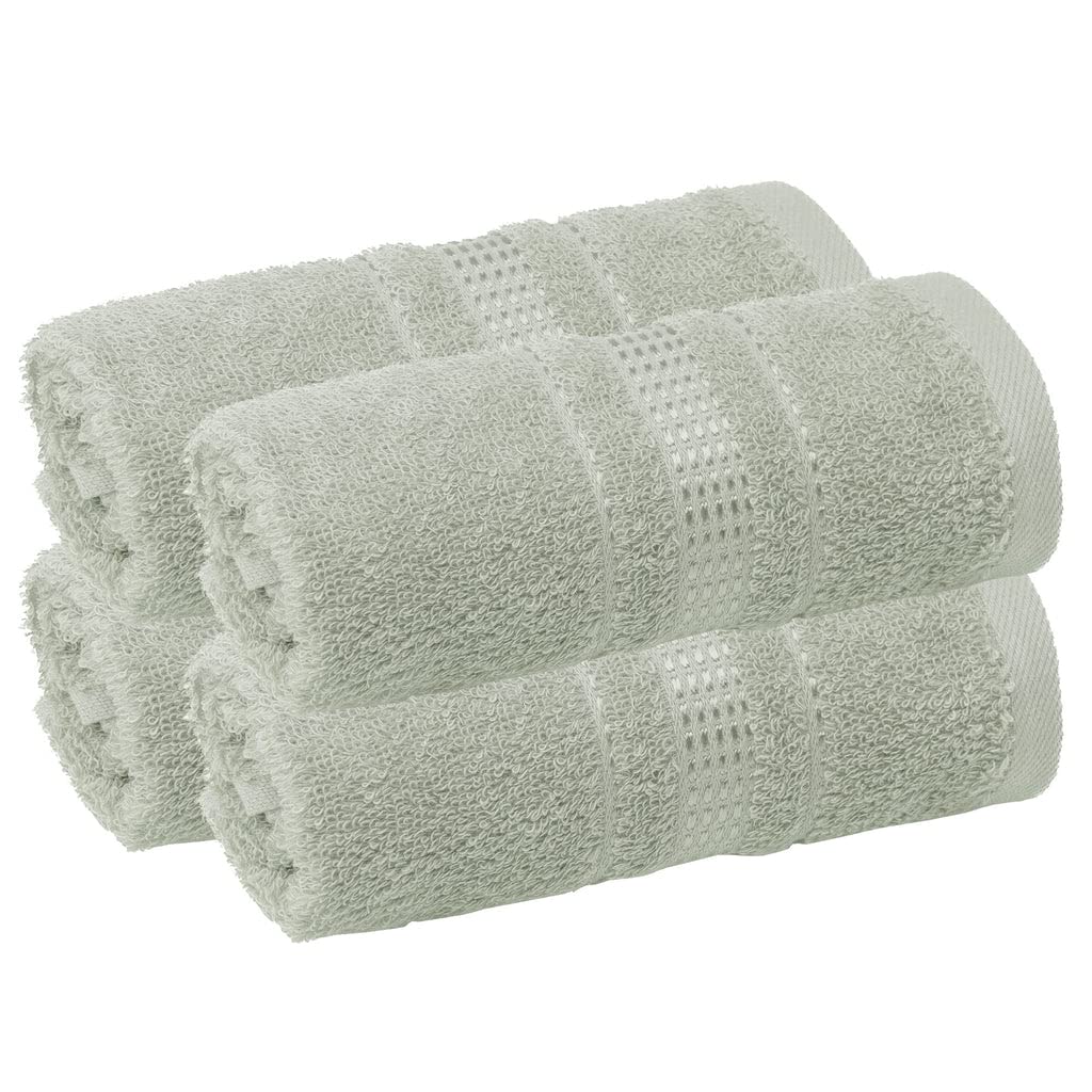 Melissa Linen Fingertip Towels 4 Pack, Aqua Green (Light Teal/Seafoam), 100% Turkish Cotton, Small Hand Towels for Face and Guest Bathroom, 12 x 18 in, Soft, Absorbent, Quick Dry, 550 GSM