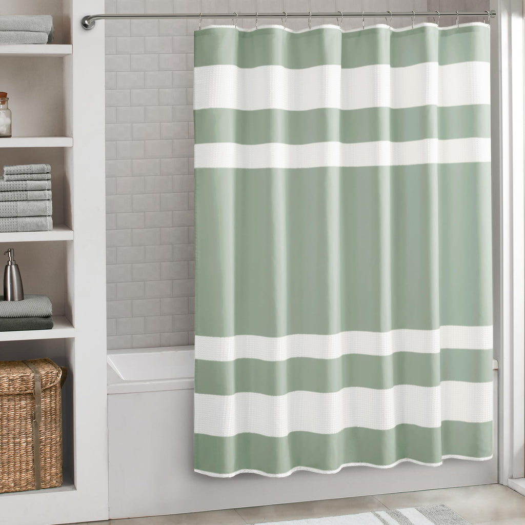 Madison Park Spa Waffle Shower Curtain for Bathroom, 72 x 72, Taupe