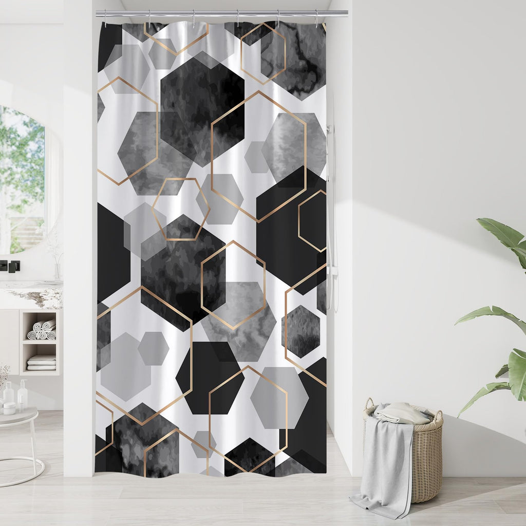 Litabel Brown Shower Curtain for Bathroom, Geometric Bathroom Decor 72x72