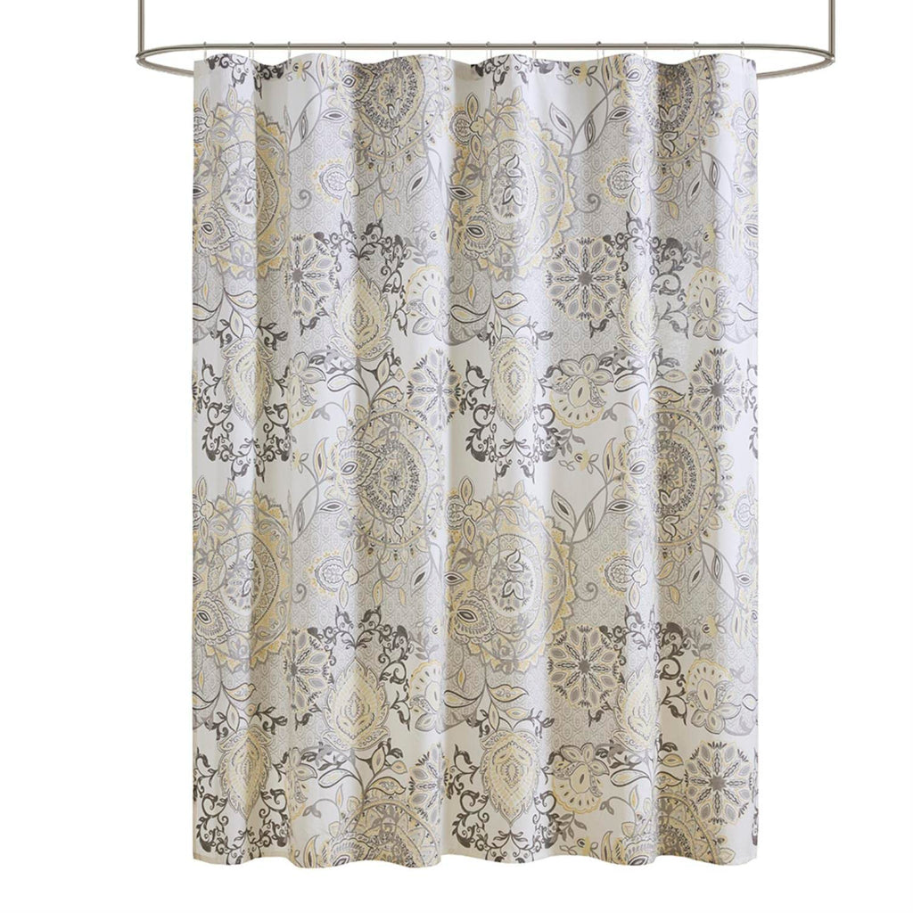 Madison Park Isla Shower Curtain for Bathroom, Cotton, 72 x 72, Blue