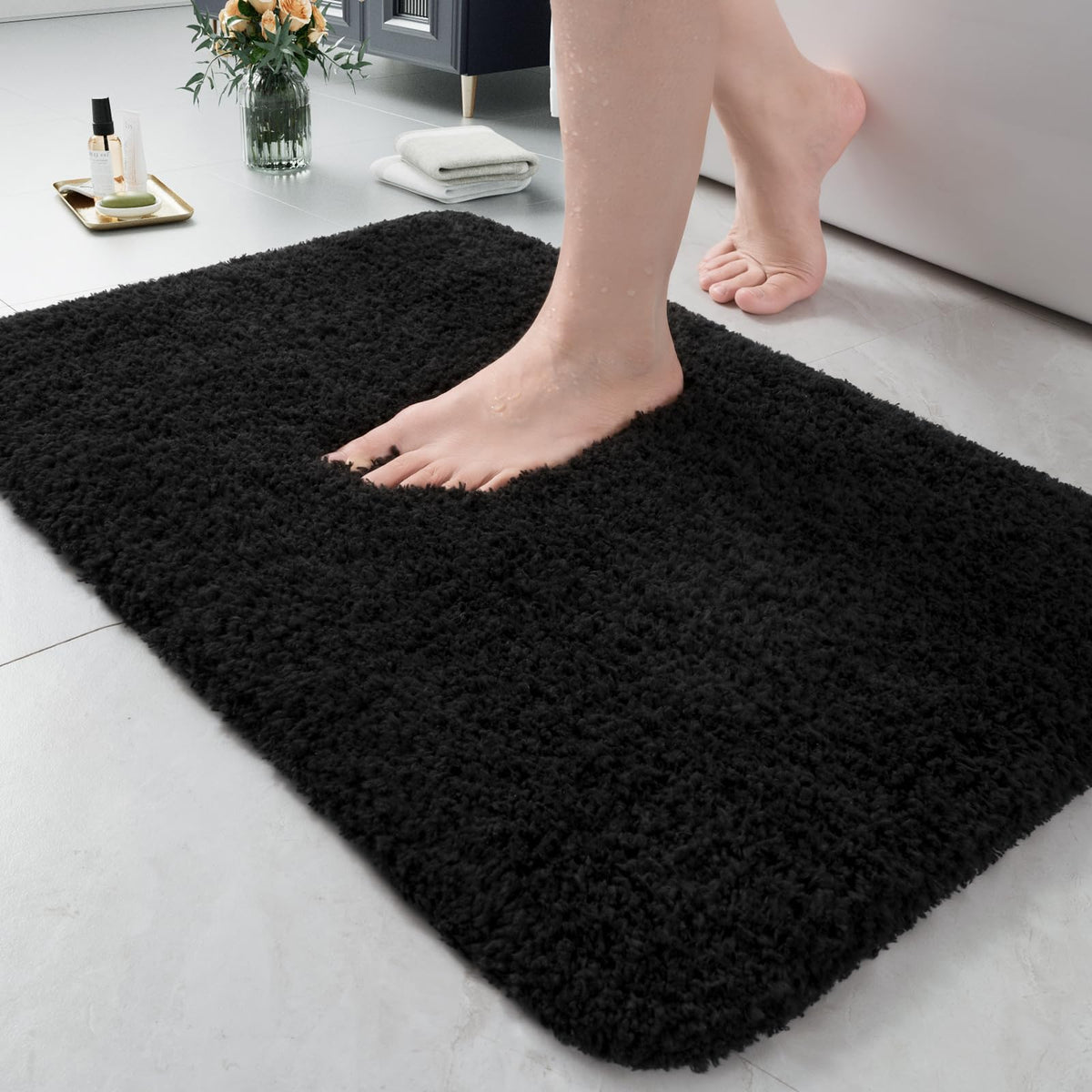 LOCHAS Bathroom Rug Runner 24x60 Inch, Bath Rugs Non Slip, Grey
