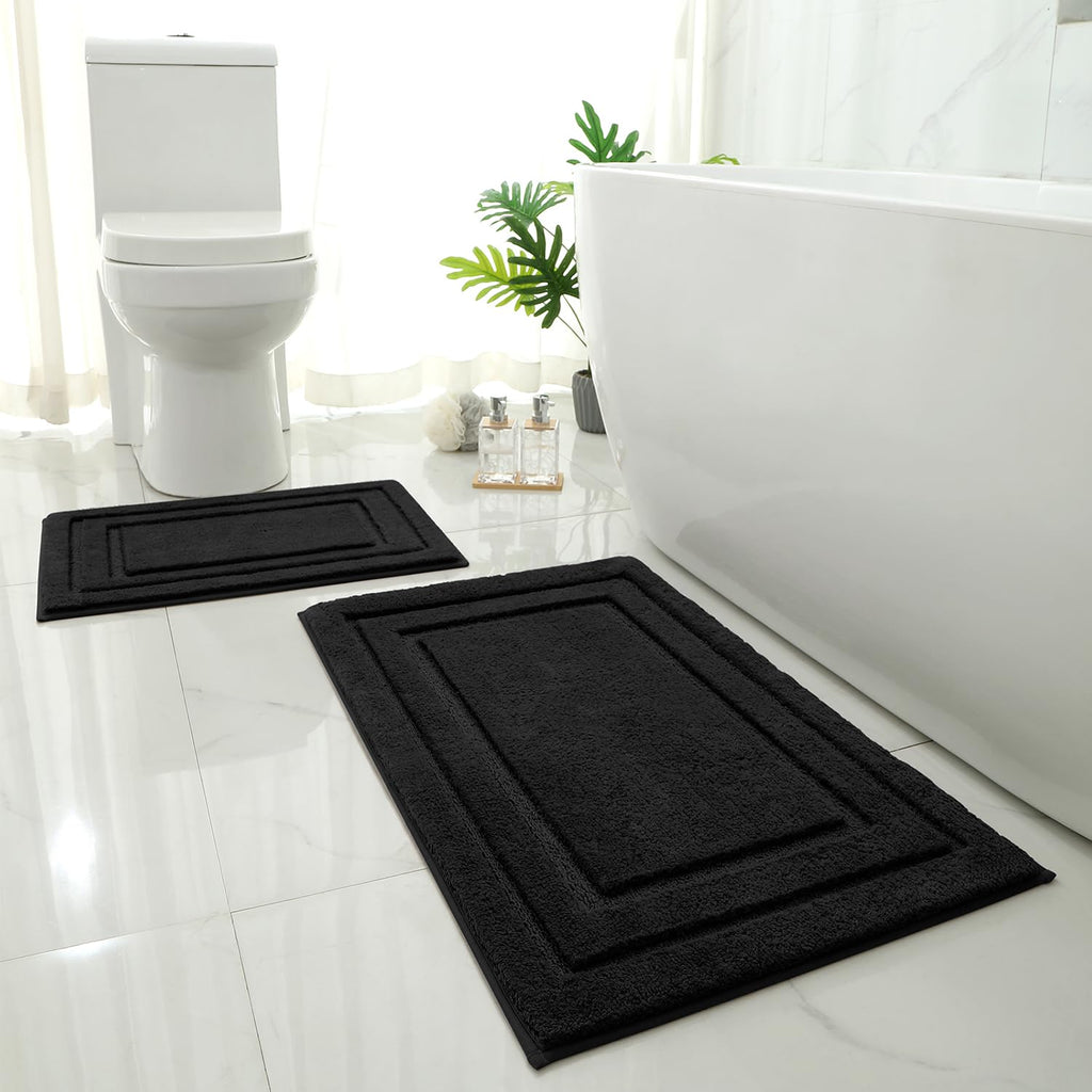 HOMEIDEAS Bathroom Rugs Sets 2 Piece, Super Soft and Absorbent Non Slip Microfiber Machine Washable Bath Mat Set (20" x 32" + 16" x 24", Brown)