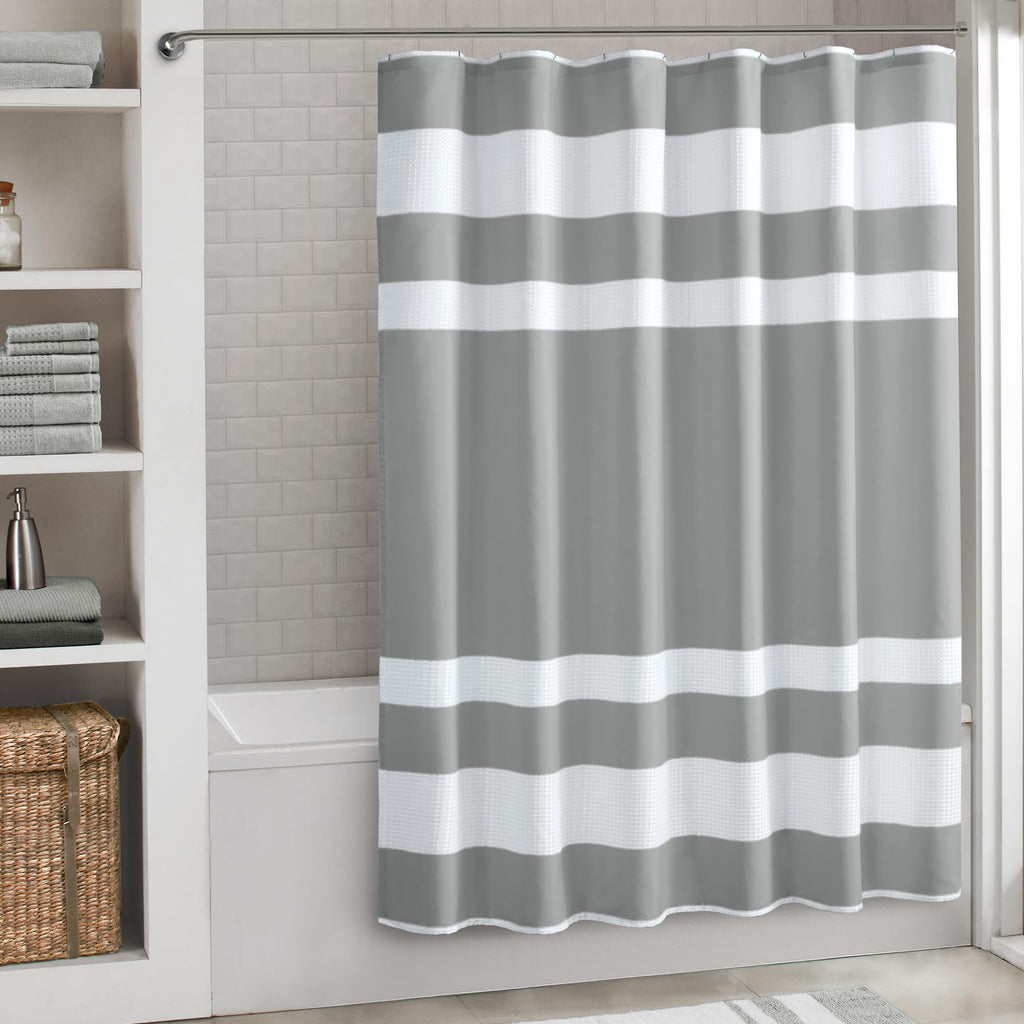 Madison Park Spa Waffle Shower Curtain for Bathroom, 72 x 72, Indigo Blue