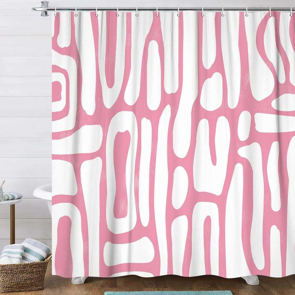 Bondjos Abstract Sage Green Shower Curtain,Boho Modern Geometric Line Art Decor,Abstract Minimalist Farmhouse Style Shower Curtain for Bathroom，Waterproof Polyester Fabric Bathroom Curtain,72x72 Inch