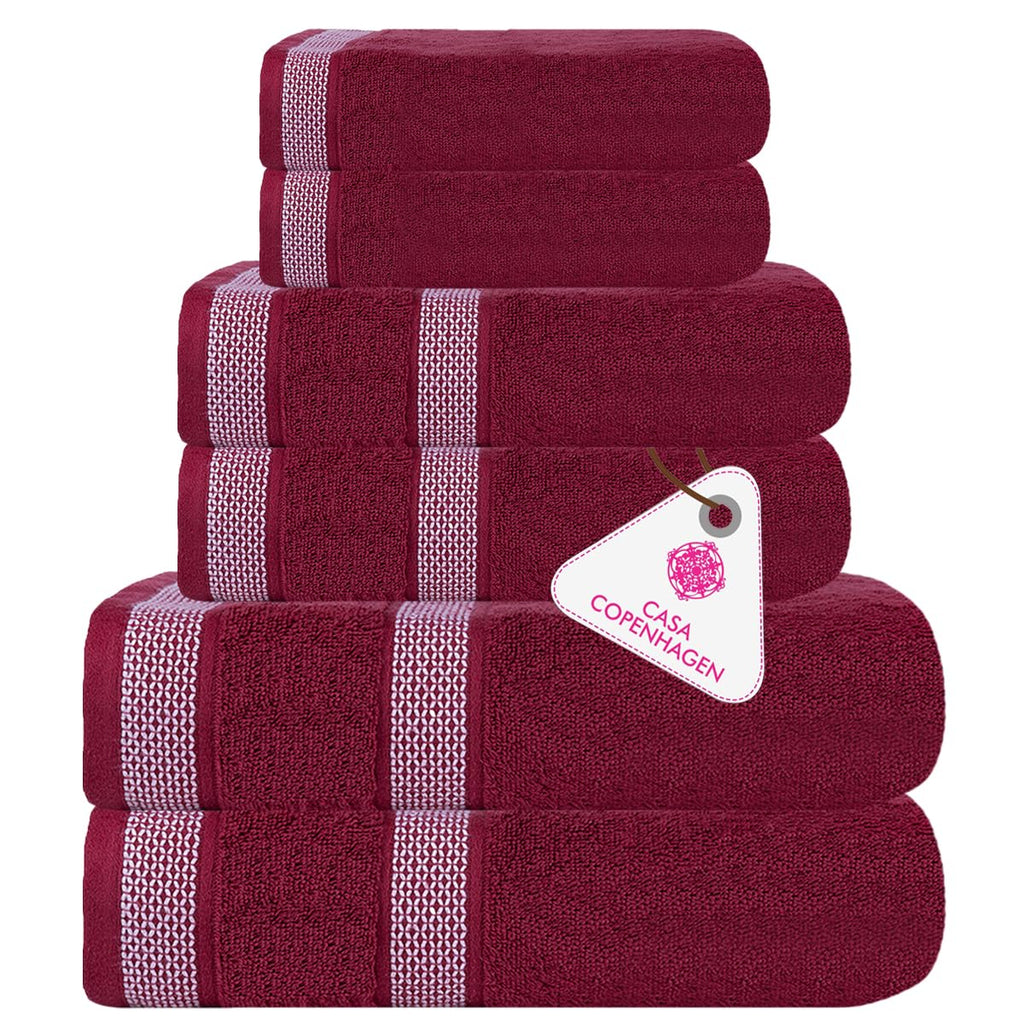 CASA COPENHAGEN 6pcs Bathroom Towel Gift Set, 600GSM, Dark Black