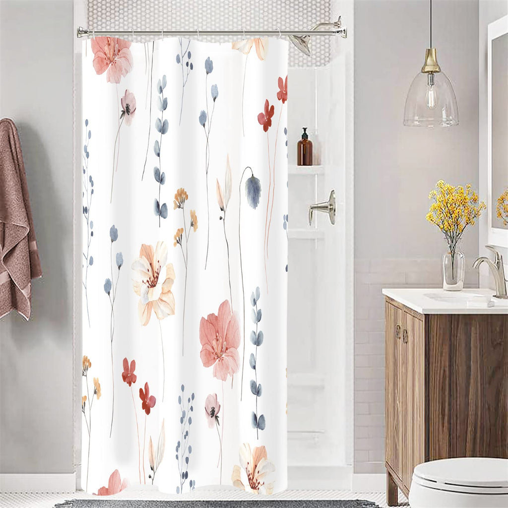 Gibelle Sage Green Beige Watercolor Floral Fabric Shower Curtain 72x72
