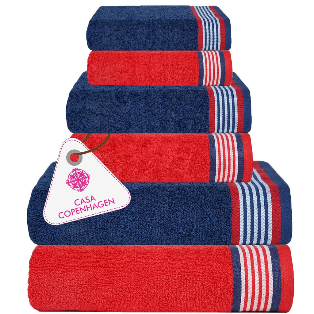 CASA COPENHAGEN 6pcs Bathroom Towel Gift Set, 600GSM, Dark Black