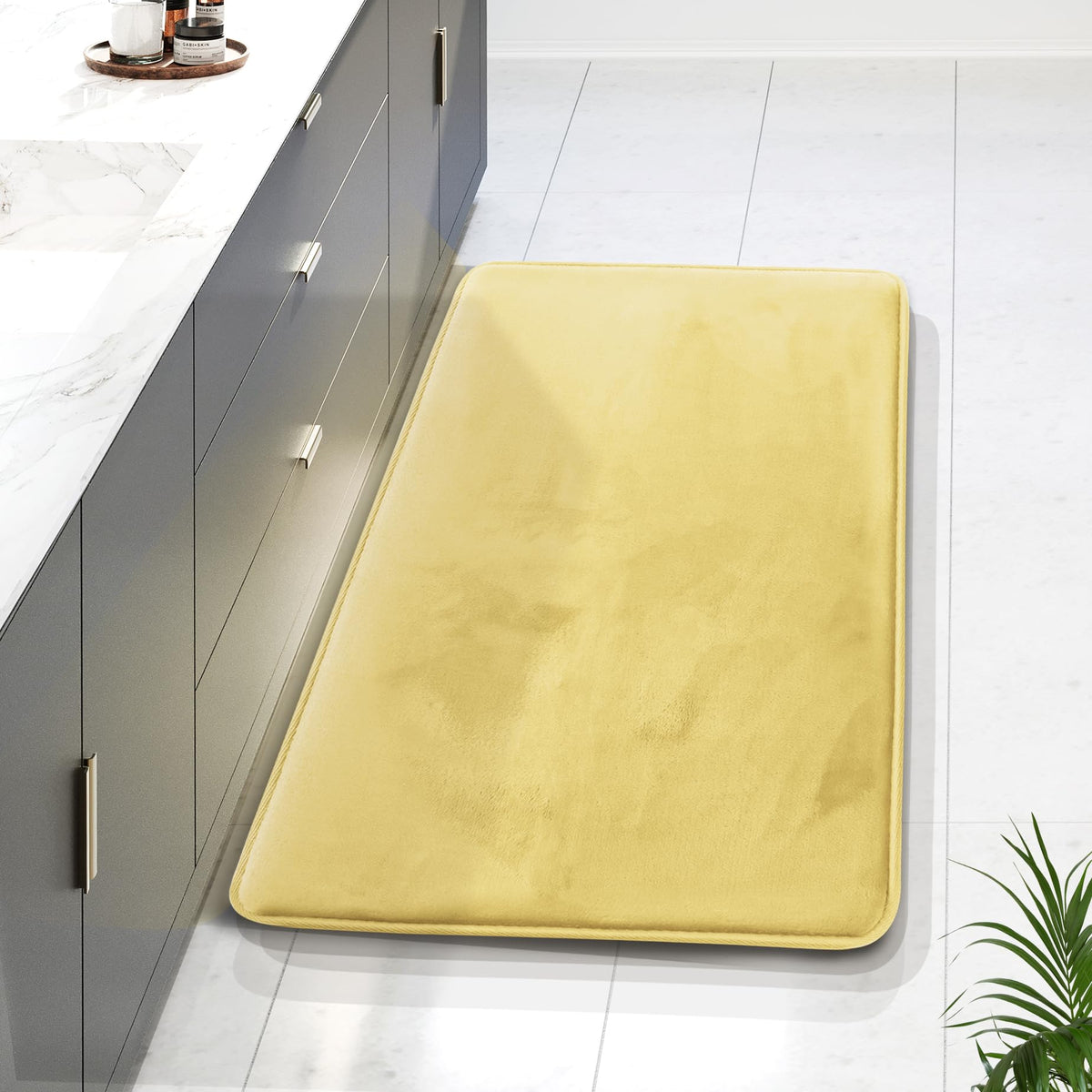 Clara Clark 3 Piece Bathroom Rugs Bath Mat Set, Velvet Memory Foam Bath Mats for Bathroom - Non-Slip, PVC Backing Bath Rugs, Washable - Dries Quickly, Green