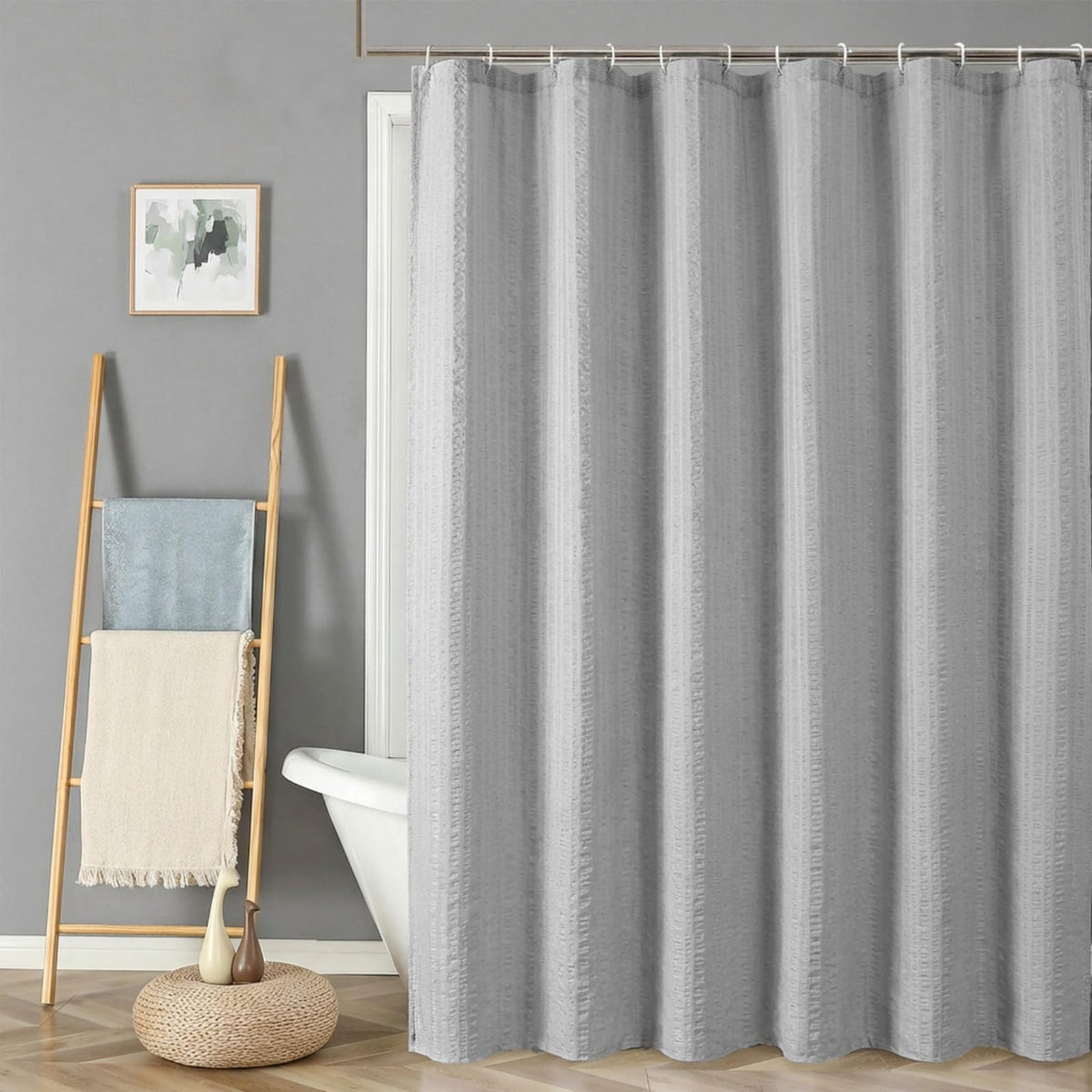 Aiyufeng Moga Navy Blue Fabric Shower Curtains for Bathroom - Blue Hotel Spa Polyester Cloth Bath Curtain with 12 Holes, 72x72, Machine Washable, Navy Blue