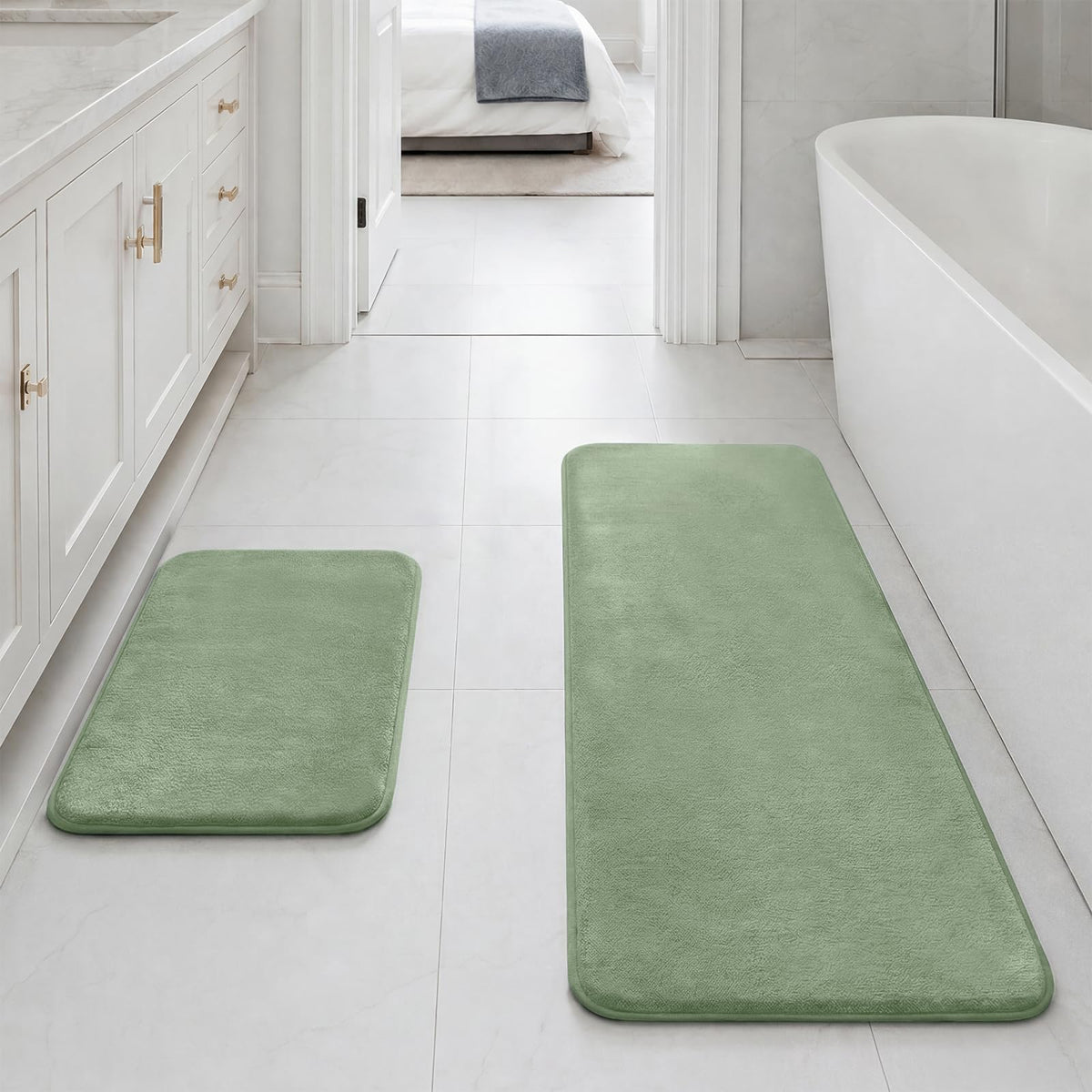HUXMEYSON Bathroom Rugs Sets 2 Piece, Non-Slip & Quick Dry Bath Mat Set, Ultra Soft Velvet Bath Rugs for Bathroom, Toilet and Shower Floor, Navy