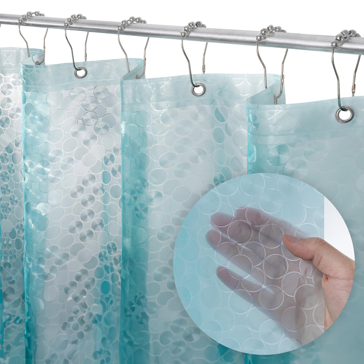 LiBa Shower Curtain PEVA 8G, 72x72 Inch Waterproof Frosted