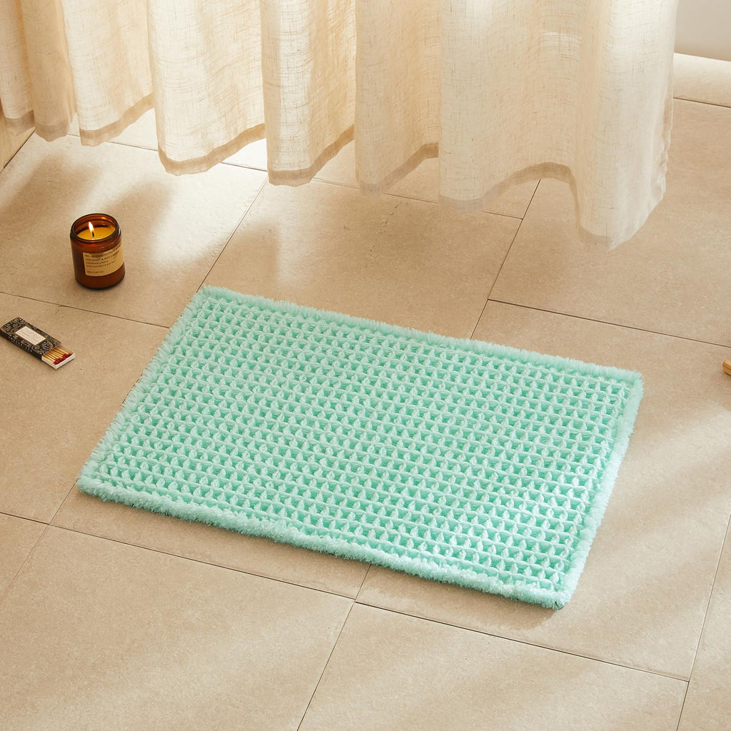 TYUU Waffle Bath Mat, Boho Bathroom Rugs Non Slip Washable, 30x20 Khaki