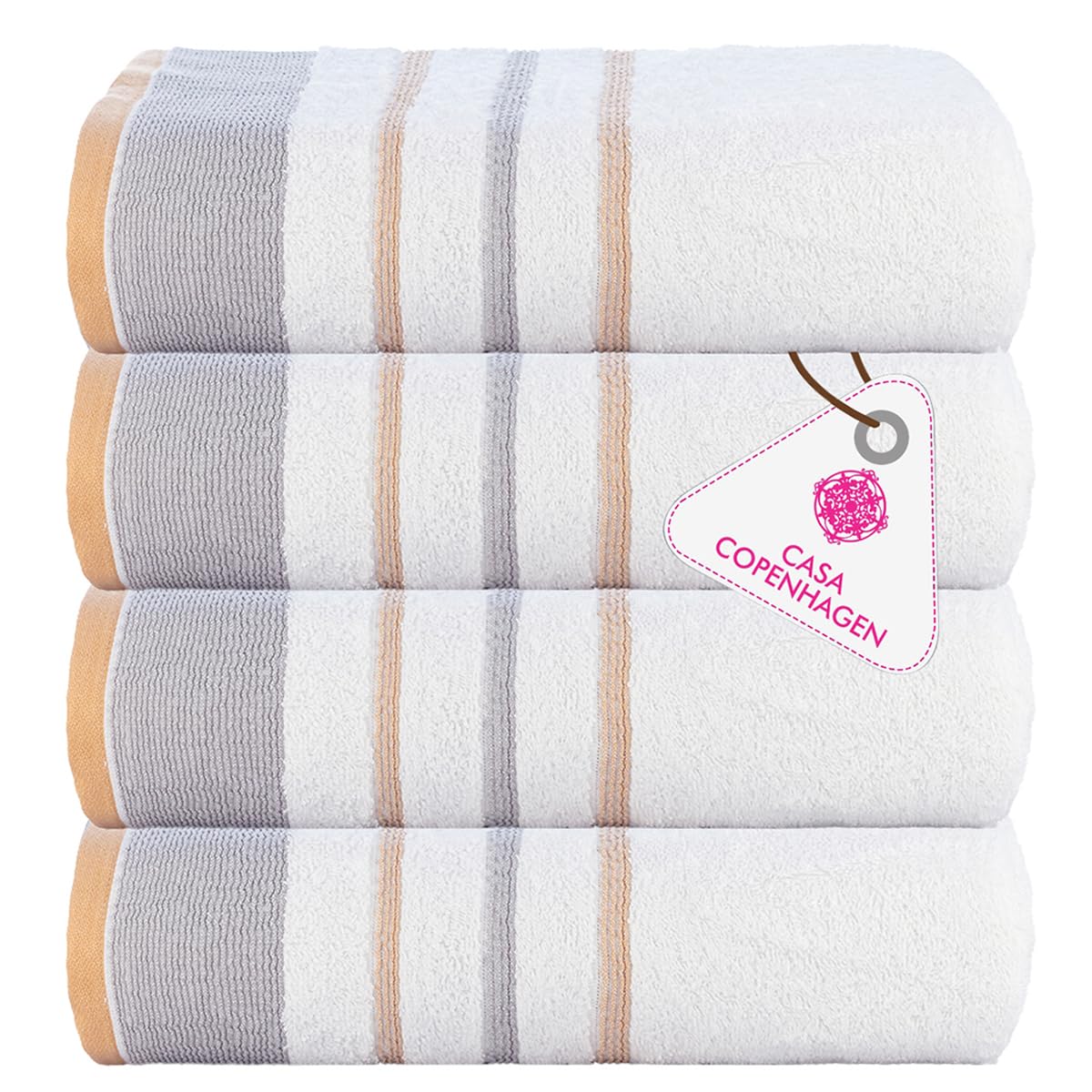 CASA COPENHAGEN 6pcs Bathroom Towel Gift Set, 600GSM, Dark Black