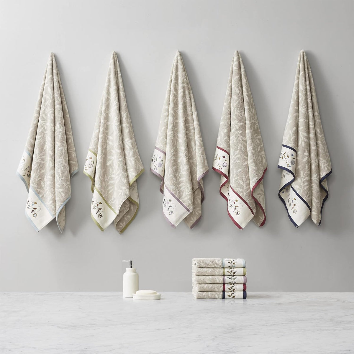 Madison Park Serene 100% Cotton Bath Towel Set, 600 GSM, 6 Piece, Blue