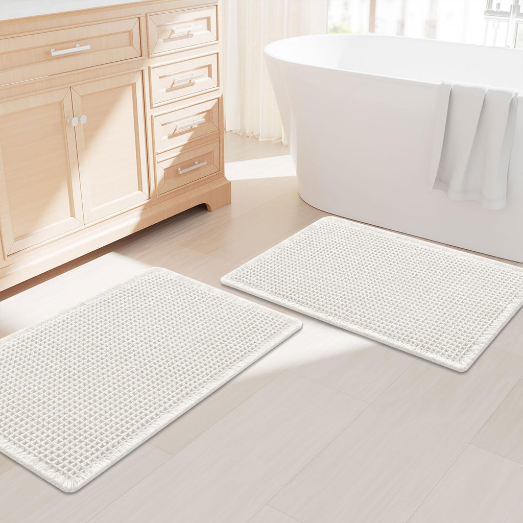 Smiry Waffle Bathroom Rugs Sets 2 Piece (30x20+24x16, Brown)