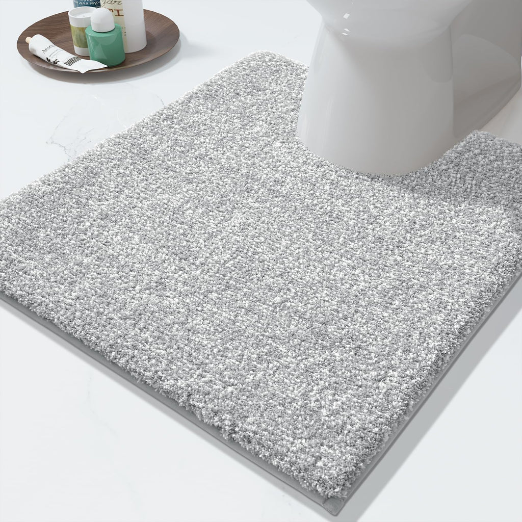 Yimobra Non Slip Machine Washable Bathroom Rug 32x20 Light Blue and White