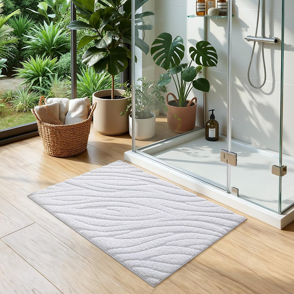 DEXI Bathroom Rugs Non Slip Washable, 36x24 Quick Dry Bath Mat, White
