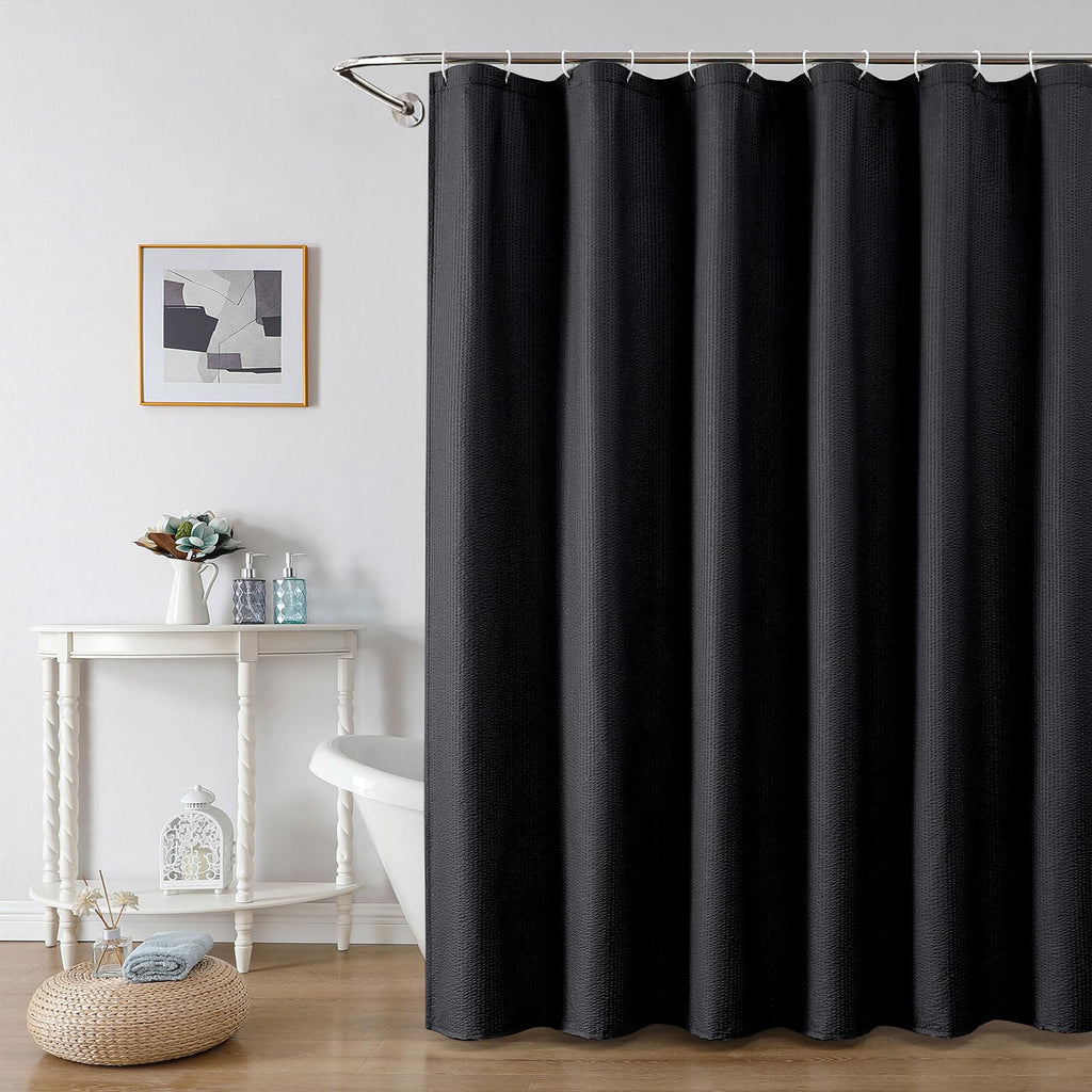 OWENIE White Shower Curtain for Bathroom 84 Inches Extra Long, Elegant 3D Embossed Textured Cloth Waffle Shower Curtain, Modern Luxury Hotel Style, Water Repellent, Machine Washable, 72X84, White