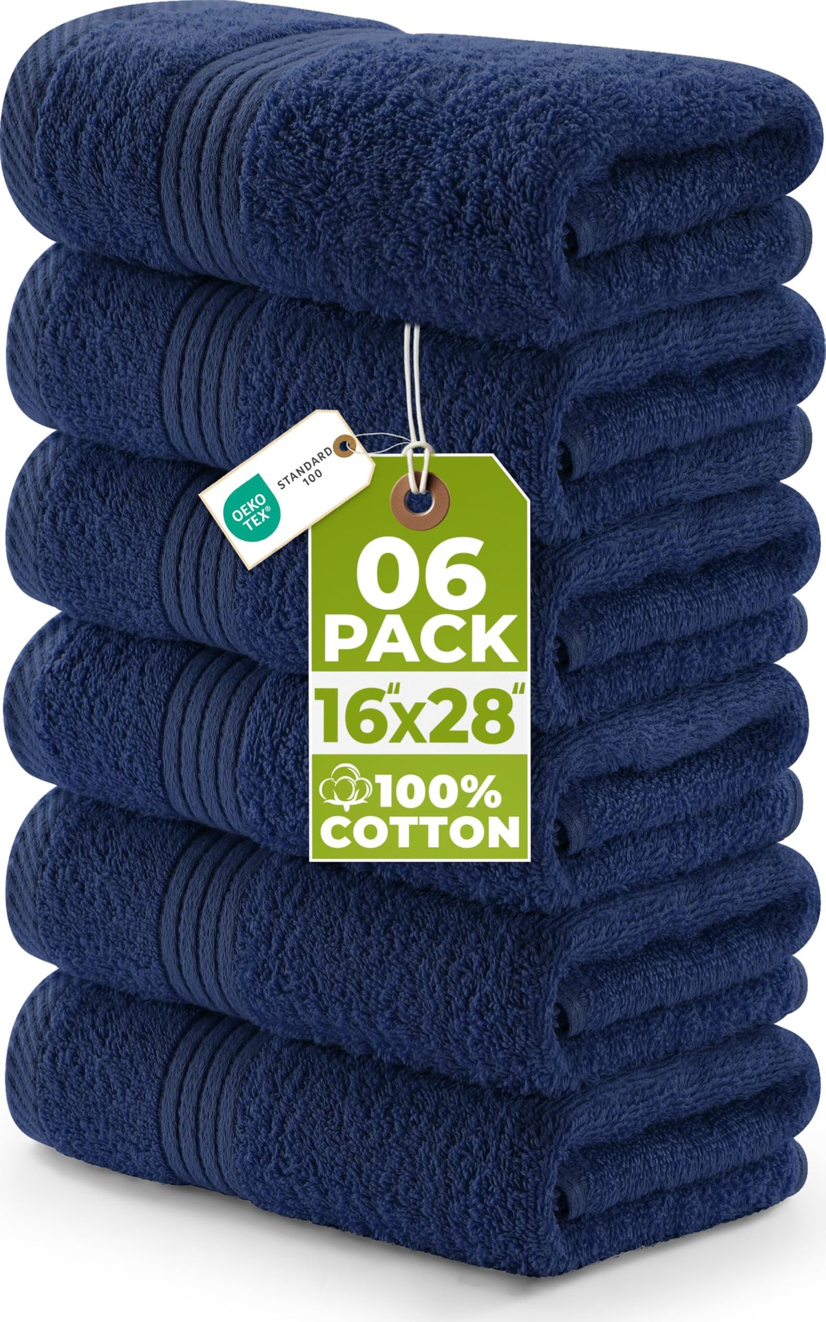 Utopia Towels 6 Piece Hand Towels Set, 16x28 in, 100% Cotton, Turquoise