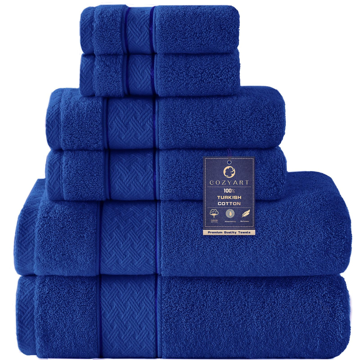 COZYART Bath Towel Set 6 PCS, Pink Luxury 100% Turkish Cotton 650GSM